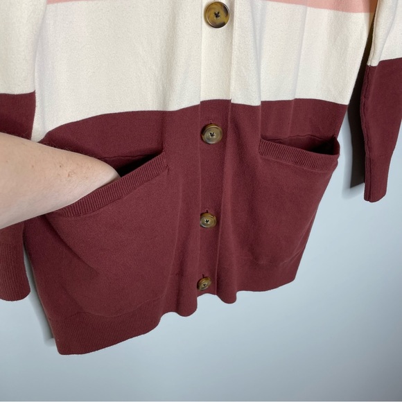 Duluth Trading Co Striped Knit Button Down Stretchy Cardigan Sweater Pink Size M - Picture 4 of 6